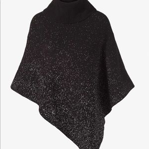 Chico’s black sparkle poncho with mock neck